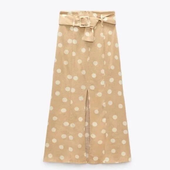 Zara SZ XS belted polkadot maxi skirt - Picture 1 of 8